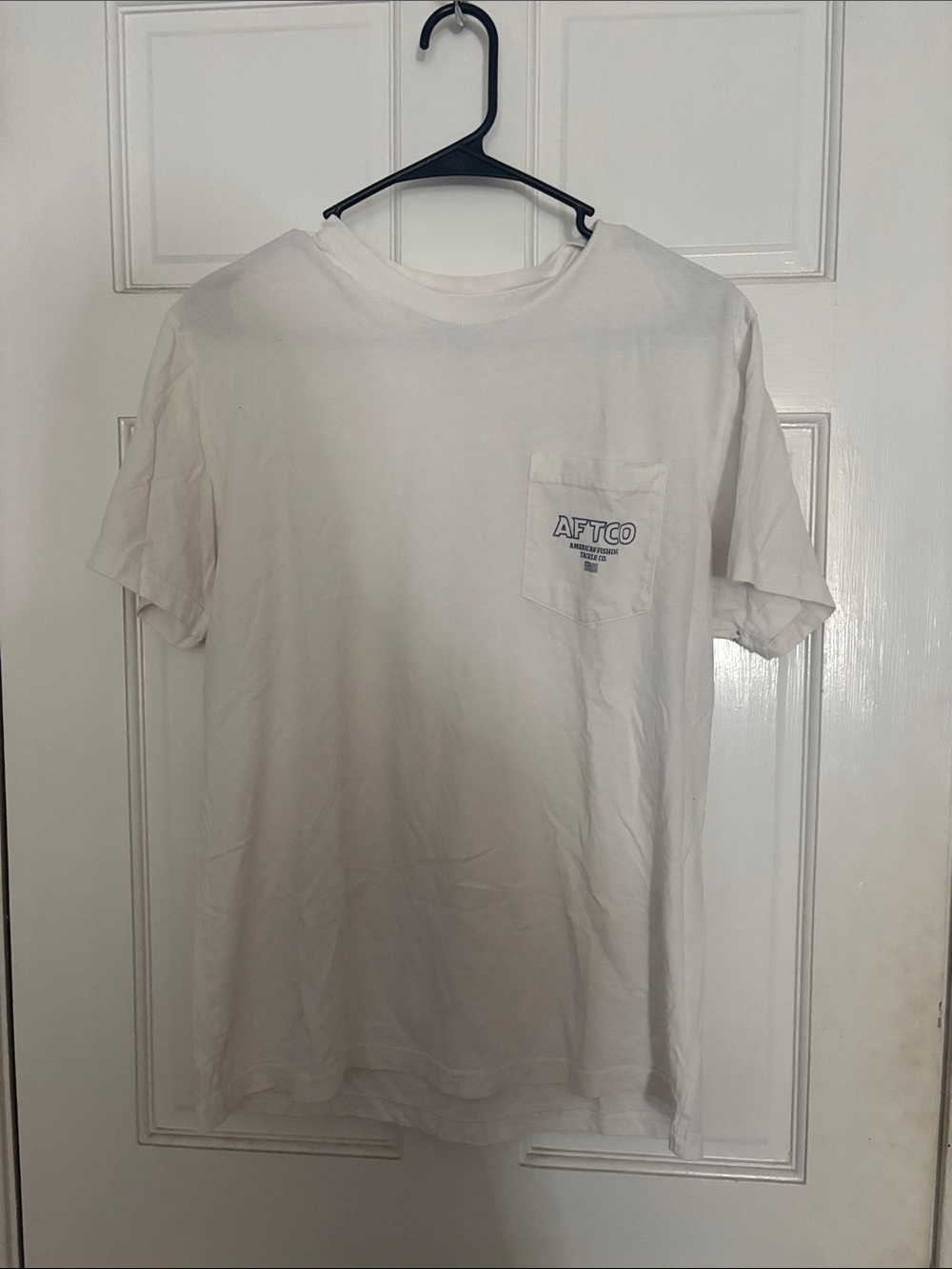 AFTCO White Short-Sleeve Pocket Tee with Logo